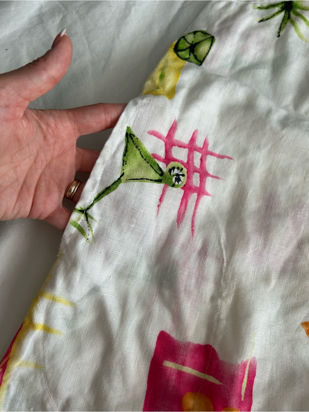Cotton Connection 100% Linen White Tropical Print Mini Dress - Picture 8 of 12